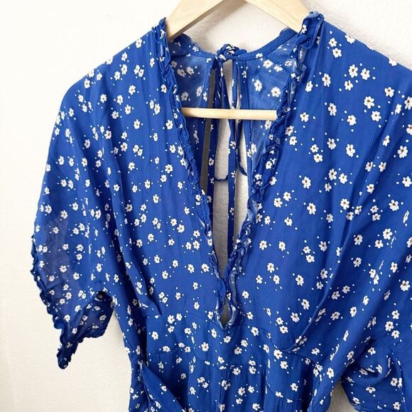 FAITHFULL THE BRAND | La Villa Blue Floral Print Wide-Leg Jumpsuit | Size 6 - Picture 7 of 13